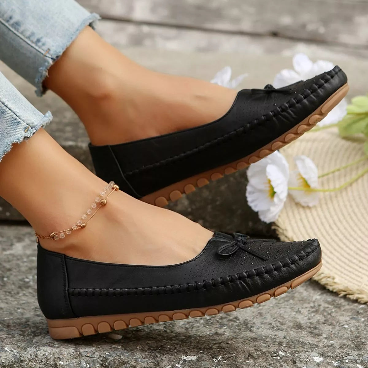 Bow Round Toe Slip-Ons - Lilixa.store
