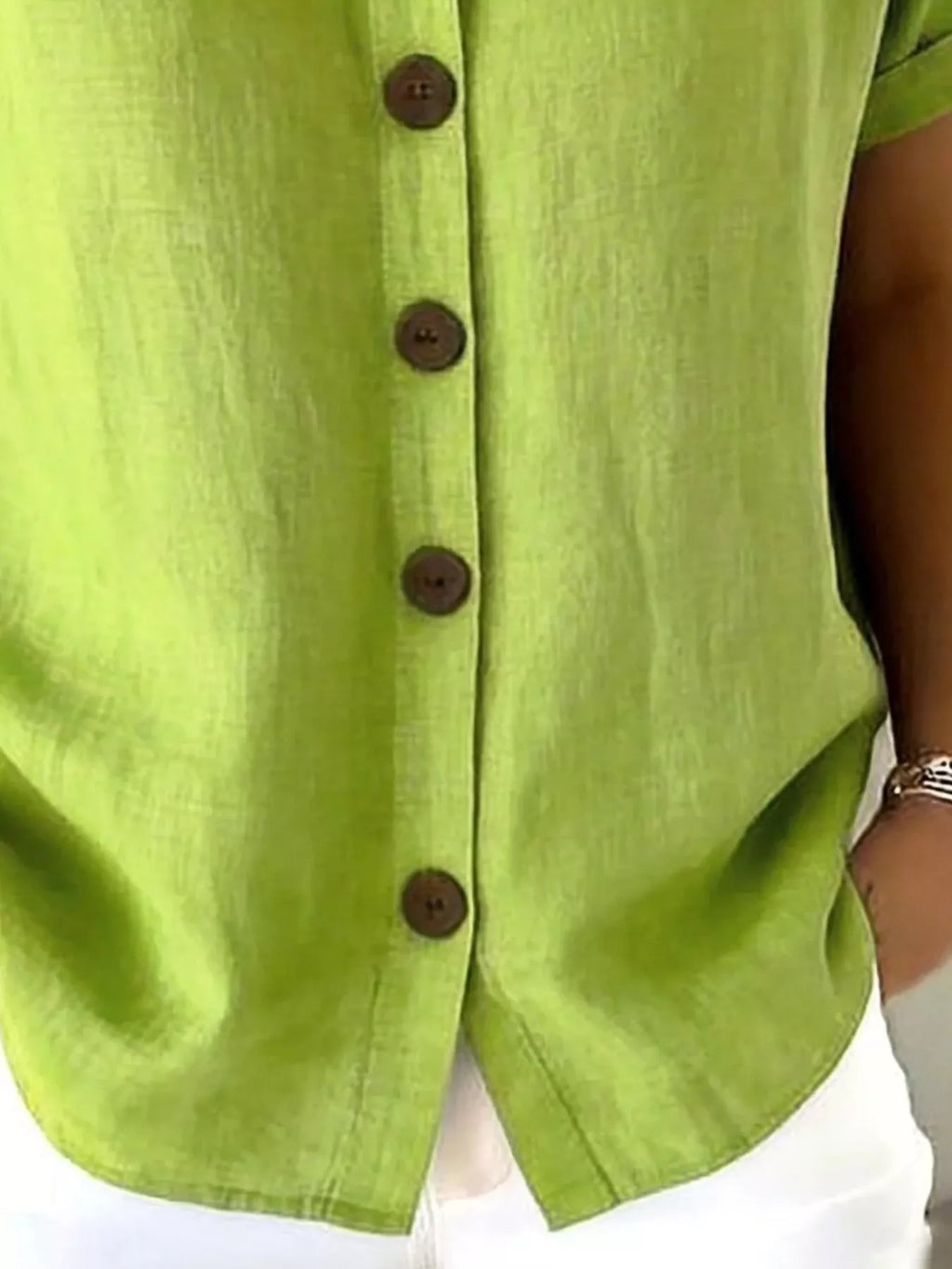 Full Size Button-Down Short Sleeve Shirt Plus Size - Lilixa.store