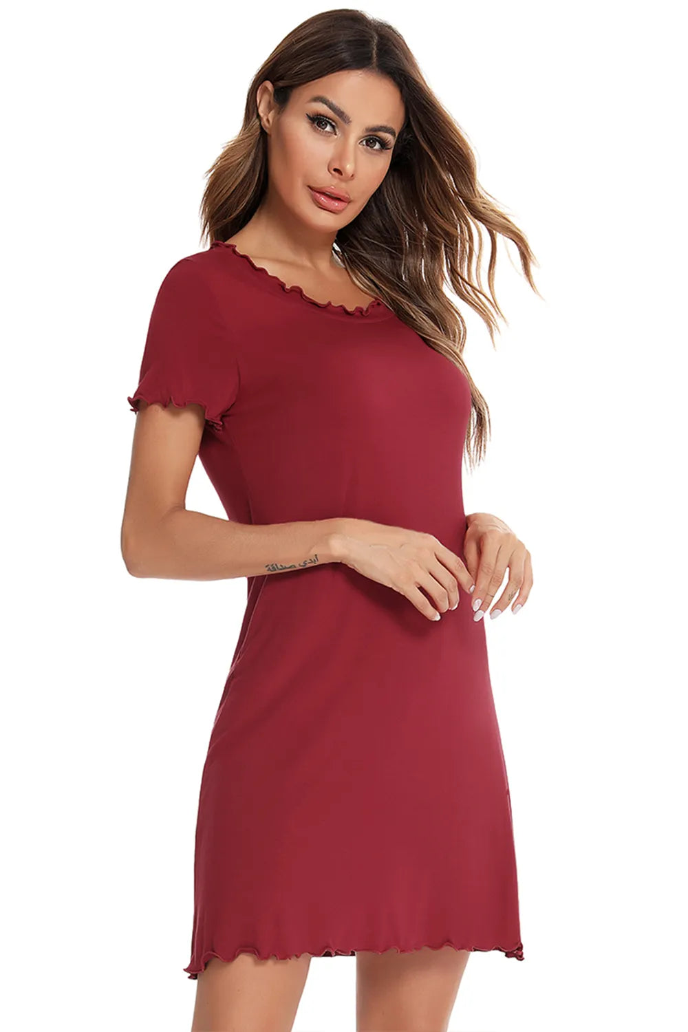 Round Neck Short Sleeve Lounge Dress - Lilixa.store