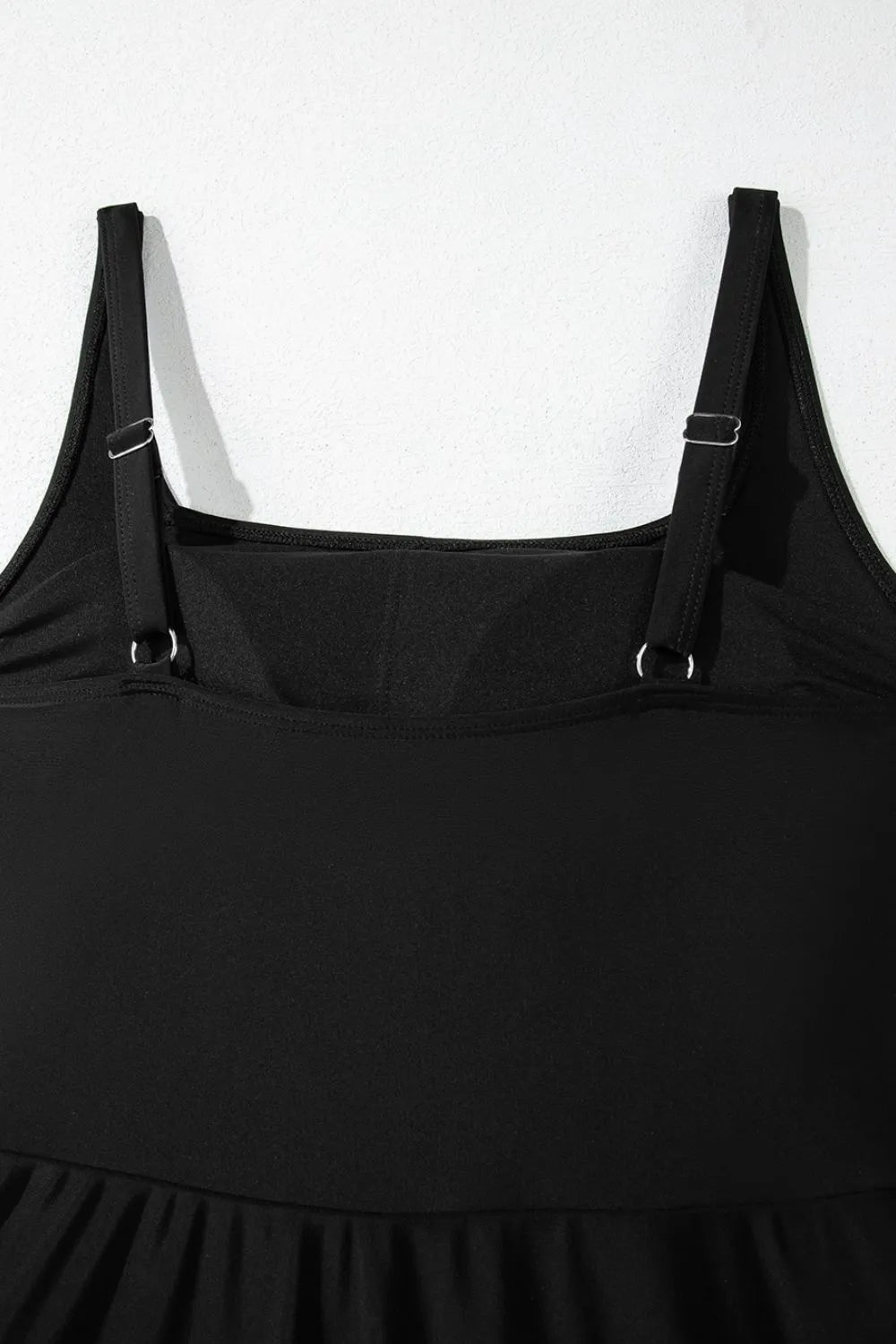 Side Tied Waist Square Neck Adjustable Straps A-line One Piece Swim Dress - Lilixa.store