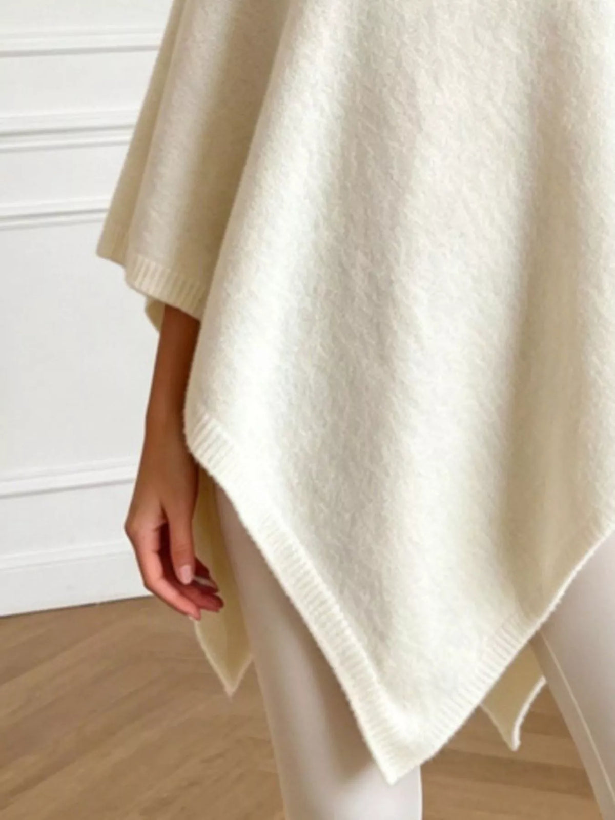 Asymmetrical Hem Knit Poncho - Lilixa.store