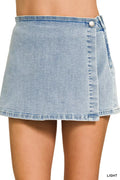 Zenana Wrap Front Denim Skort - Lilixa.store