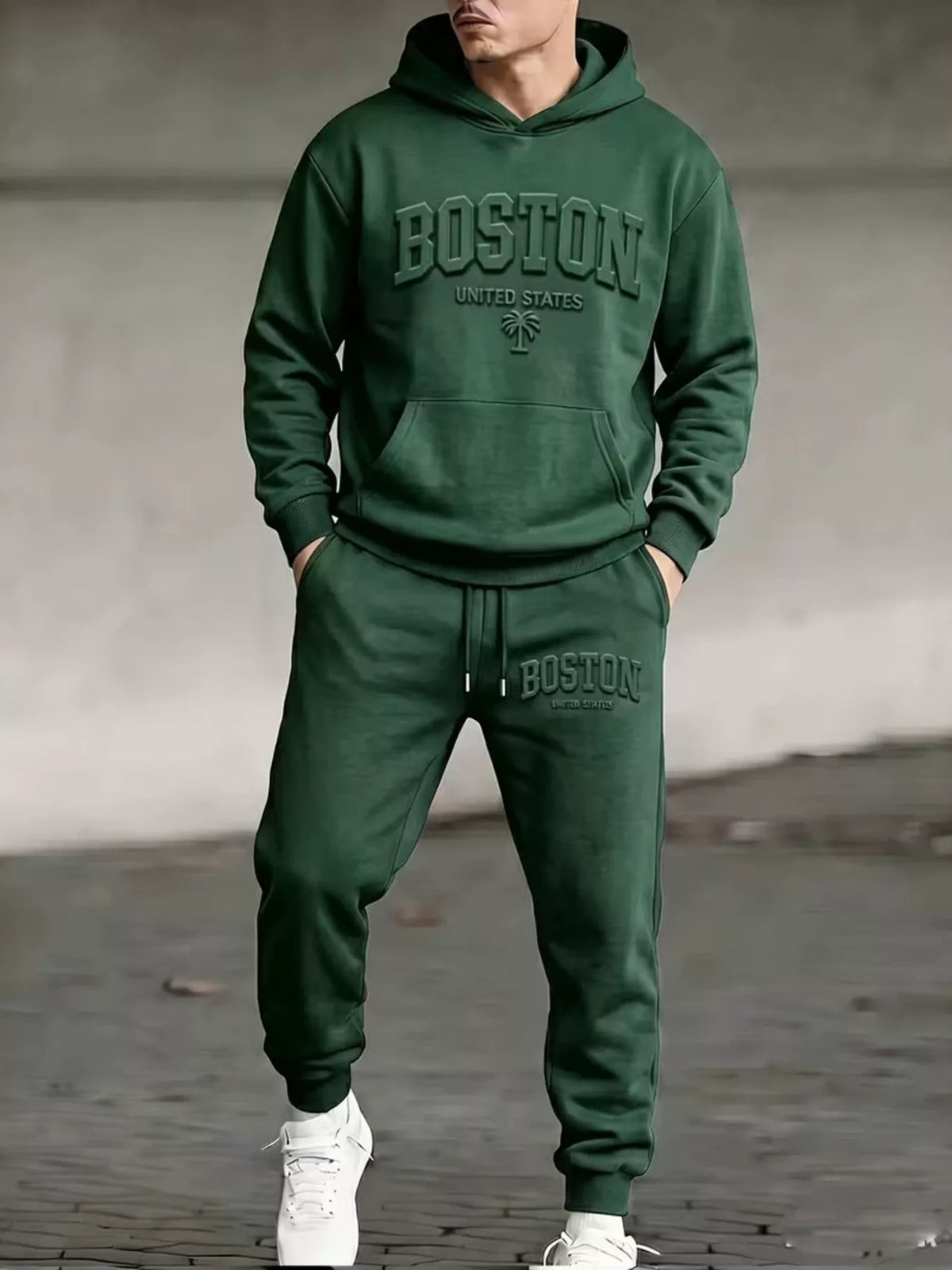 Men's Full Size Kangaroo Pocket Hoodie and Pants Set Plus Size - Lilixa.store