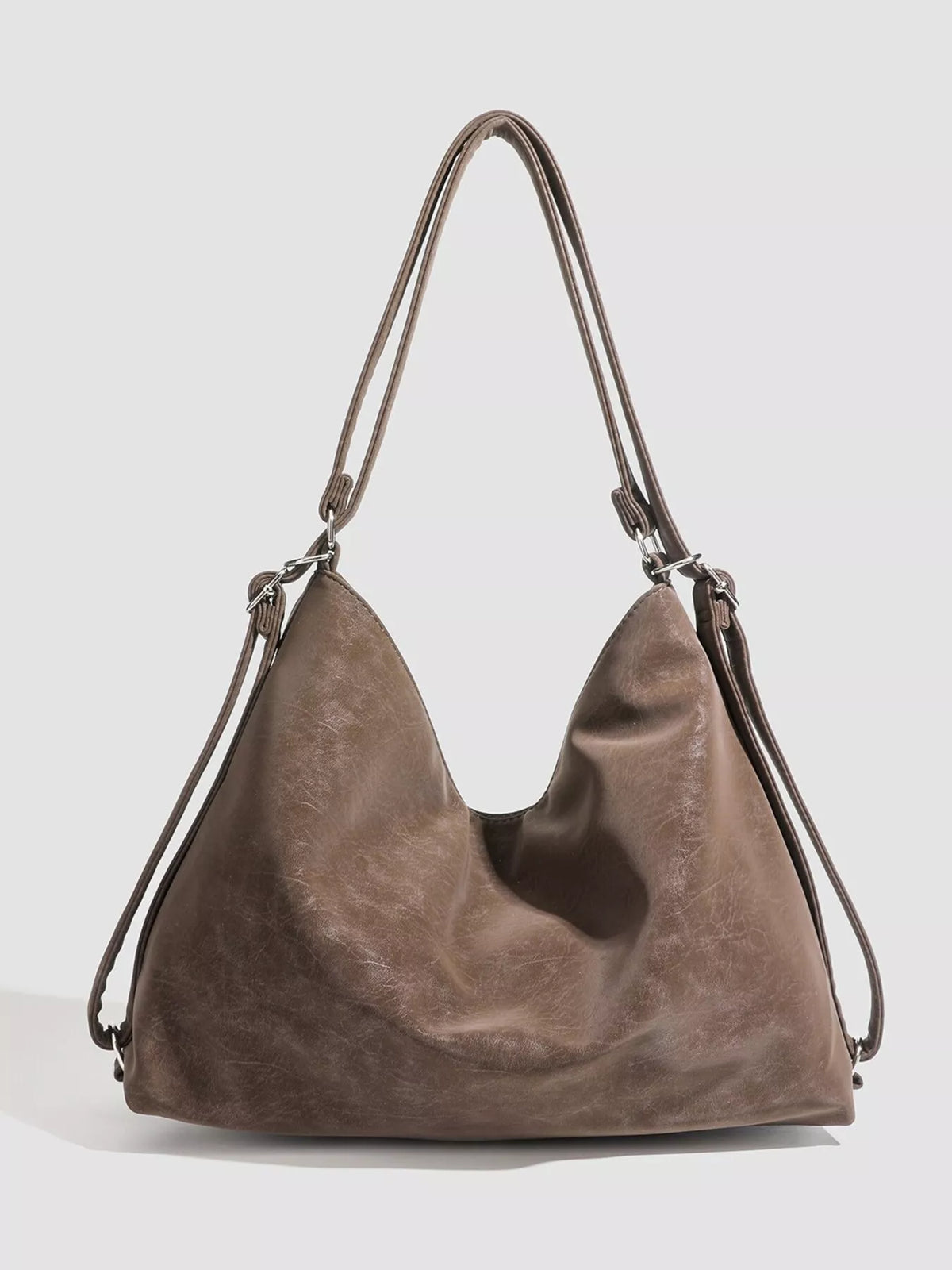 Multi-Way Convertible Hobo Handbag in Brown, view 3