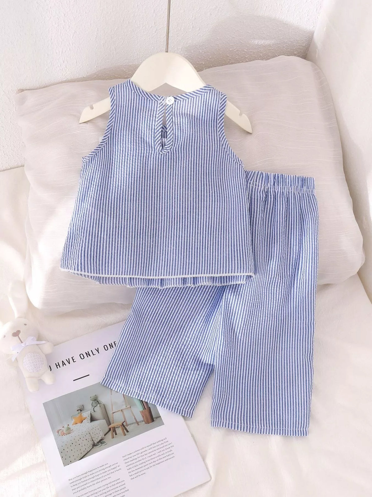 Children's Striped Sleeveless Top and Pants Set with Bows - Lilixa.store