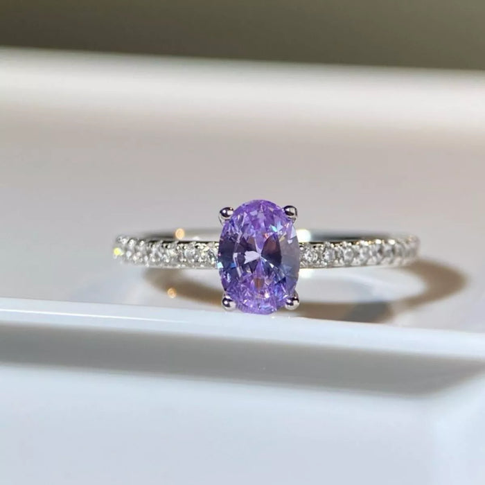 925 Sterling Silver Zircon Oval Ring - Lilixa.store