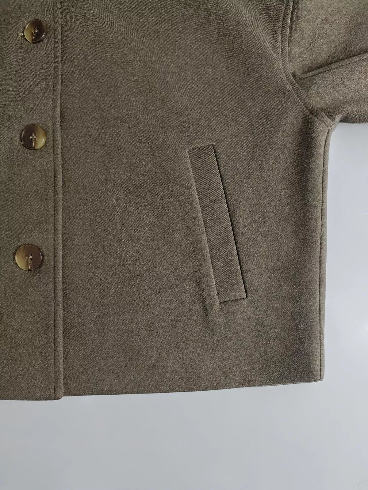Button Up Dropped Shoulder Cropped Outerwear - Lilixa.store