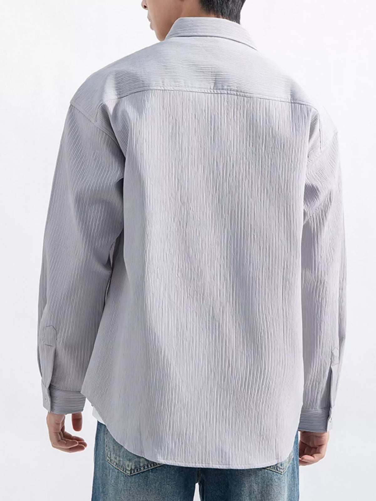Men's Plus Size Casual Textured Button-Down Shirt