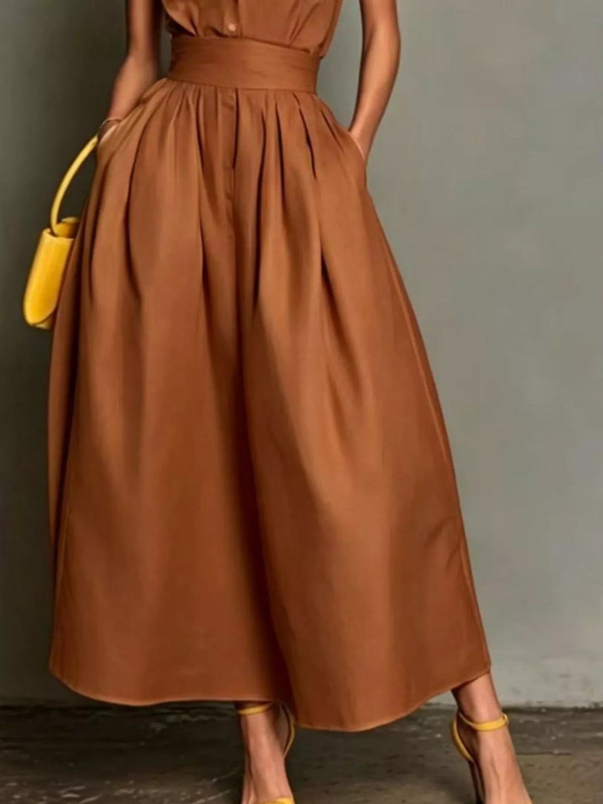 Sleeveless Collared A-Line Midi Dress - Lilixa.store