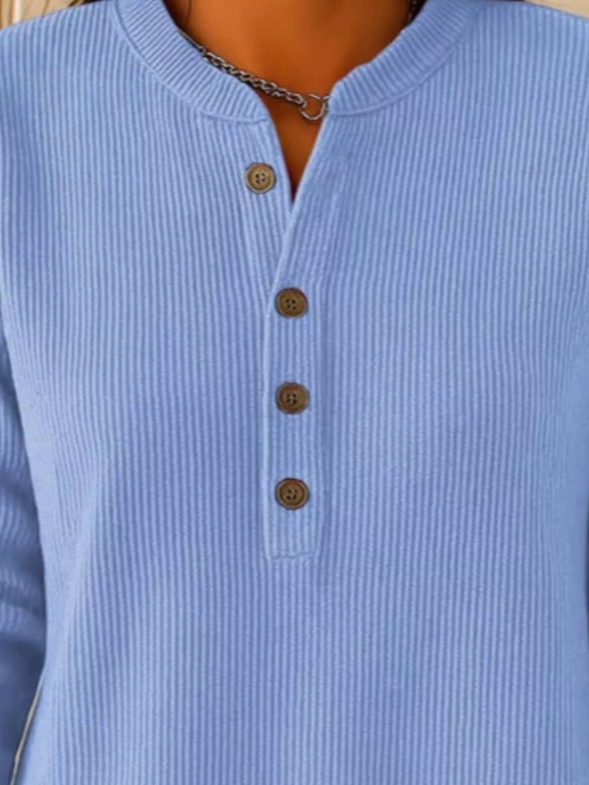 Full Size Button Detail Corduroy Top Plus Size