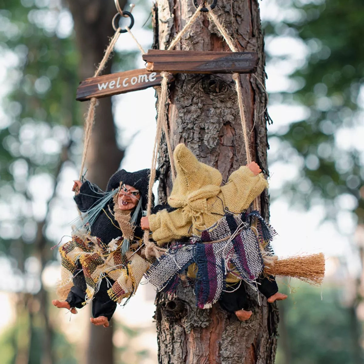 Halloween Hanging Witch Decorative Object with Welcome Sign Set - Lilixa.store