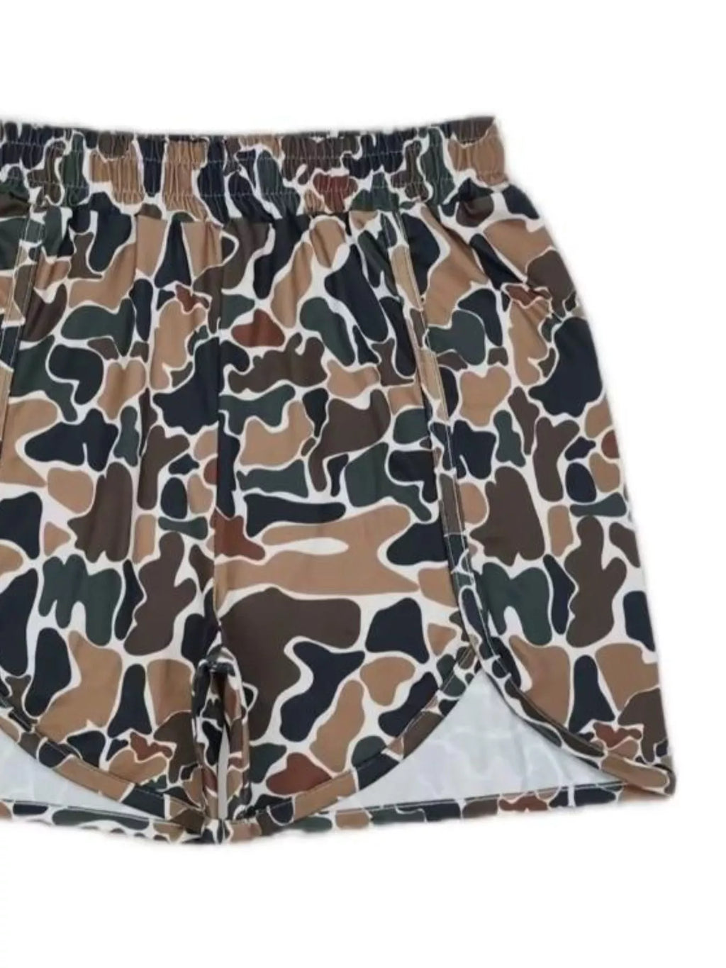 Camo Print Elastic Waist Shorts - Lilixa.store
