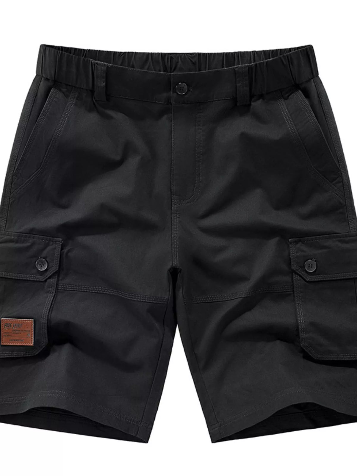 Men's Plus Size Pocketed Elastic Waist Shorts in Black