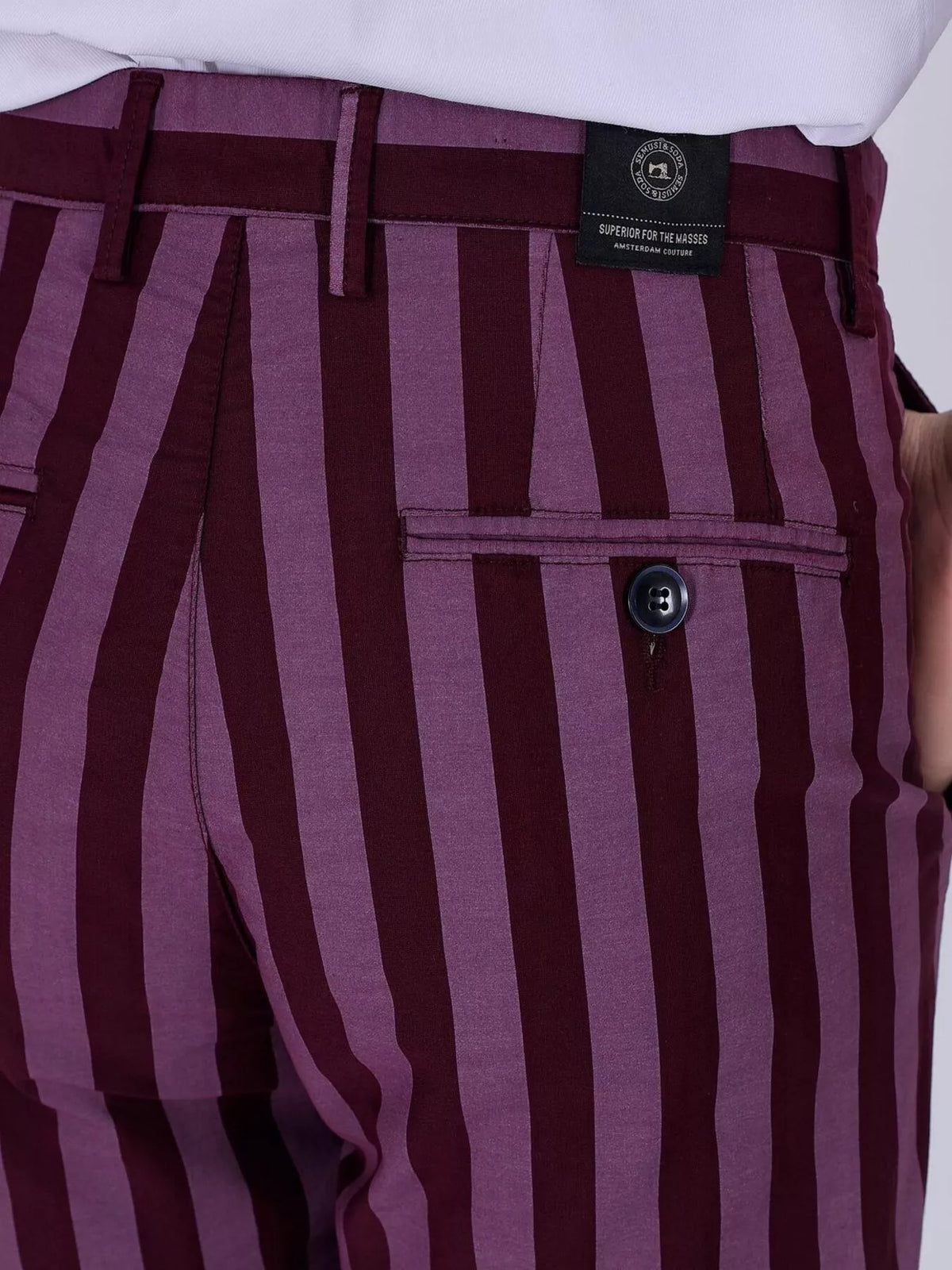 Men's Striped Slim-Fit Pants in Plum Purple, view 6