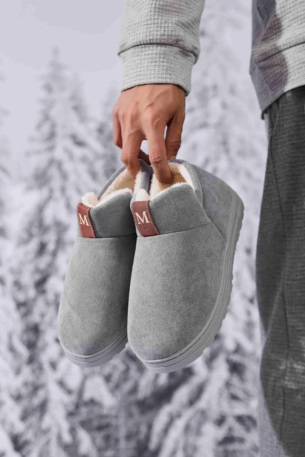 Letter M Suede Round Toe Slippers - Lilixa.store