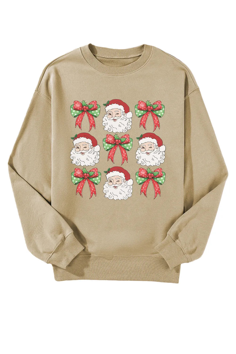 Santa Graphic Round Neck Long Sleeve Sweatshirt - Lilixa.store