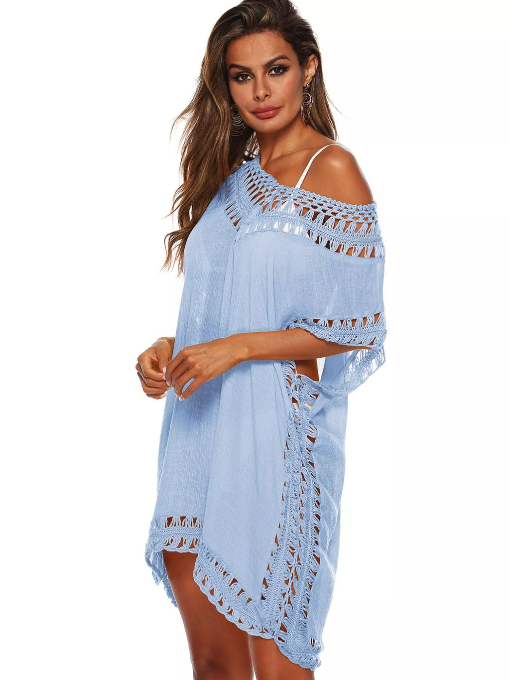 Crochet Trim V-Neck Cover-Up Dress - Lilixa.store