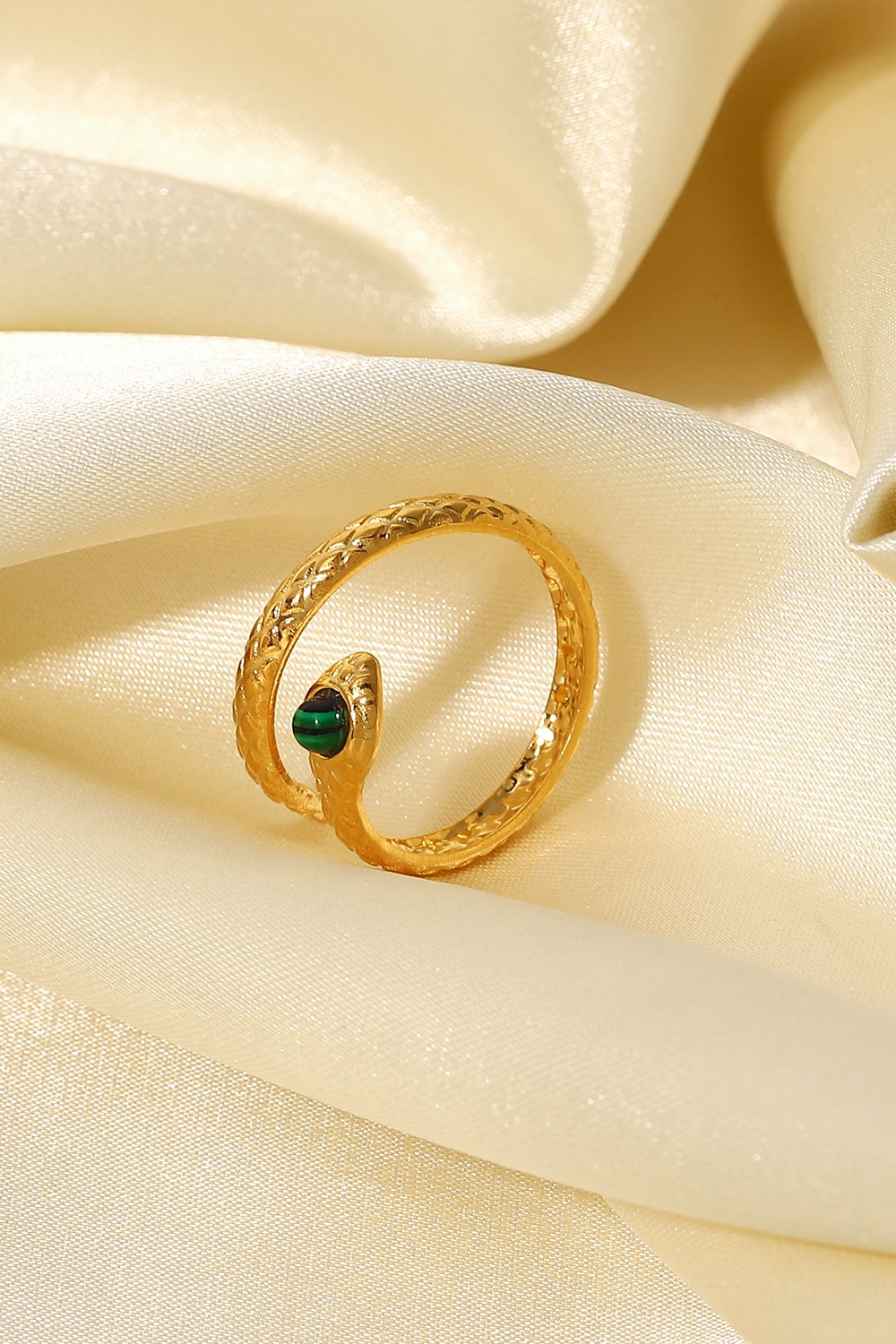 Snake Charmer Malachite Snake-Shaped Bypass Ring - Lilixa.store