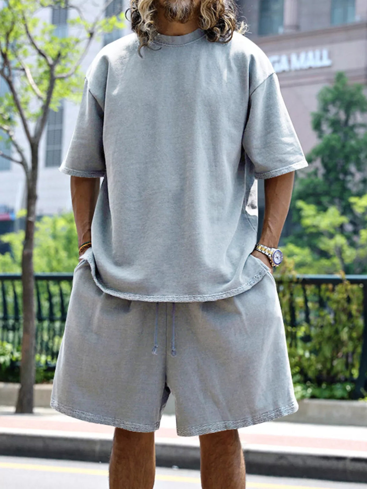 Men's Full Size Relaxed Fit T-Shirt & Shorts Set Plus Size - Lilixa.store