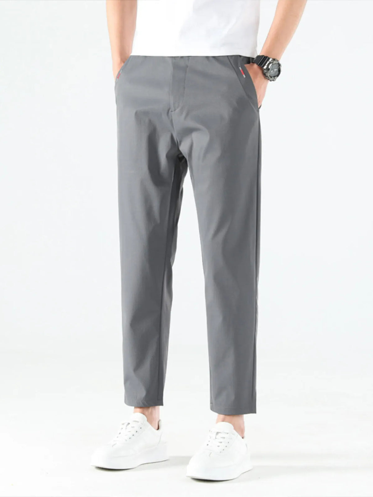 Men's Straight Leg Casual Pants in Dark Gray