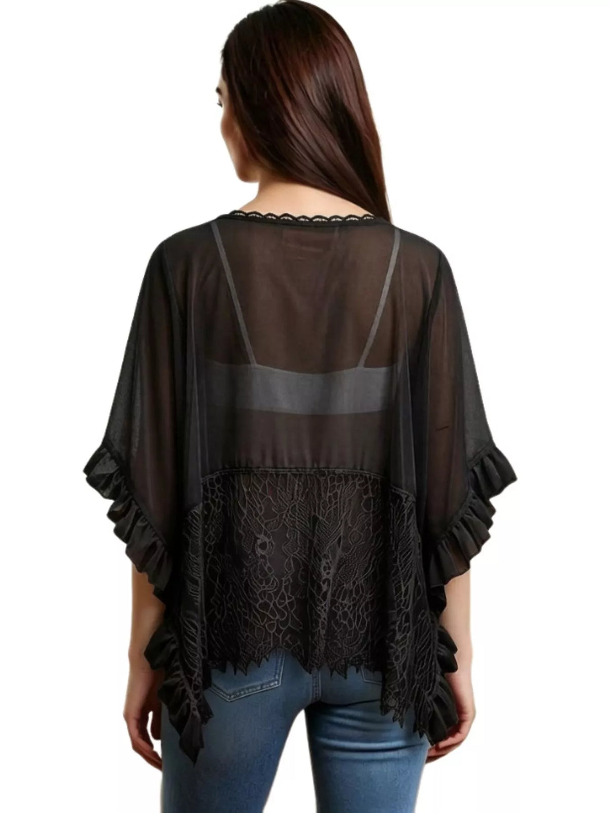 Lace Trim Flowy Cover-Up - Lilixa.store