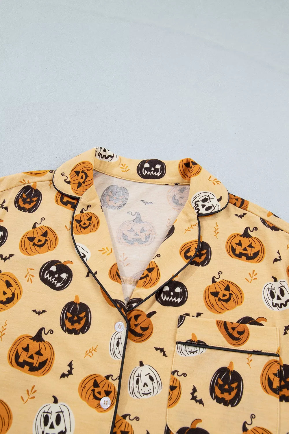 Halloween Pumpkin Print Long Sleeve Two Piece Lounge Set - Lilixa.store