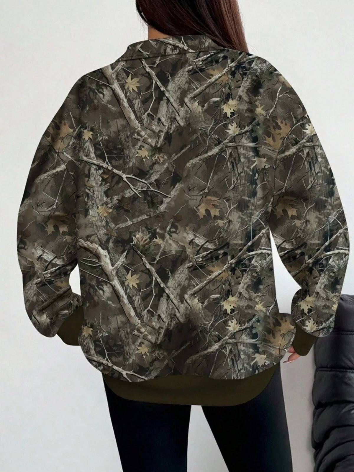 Quarter-Zip Printed Sweatshirt with Ribbed Cuffs - Lilixa.store