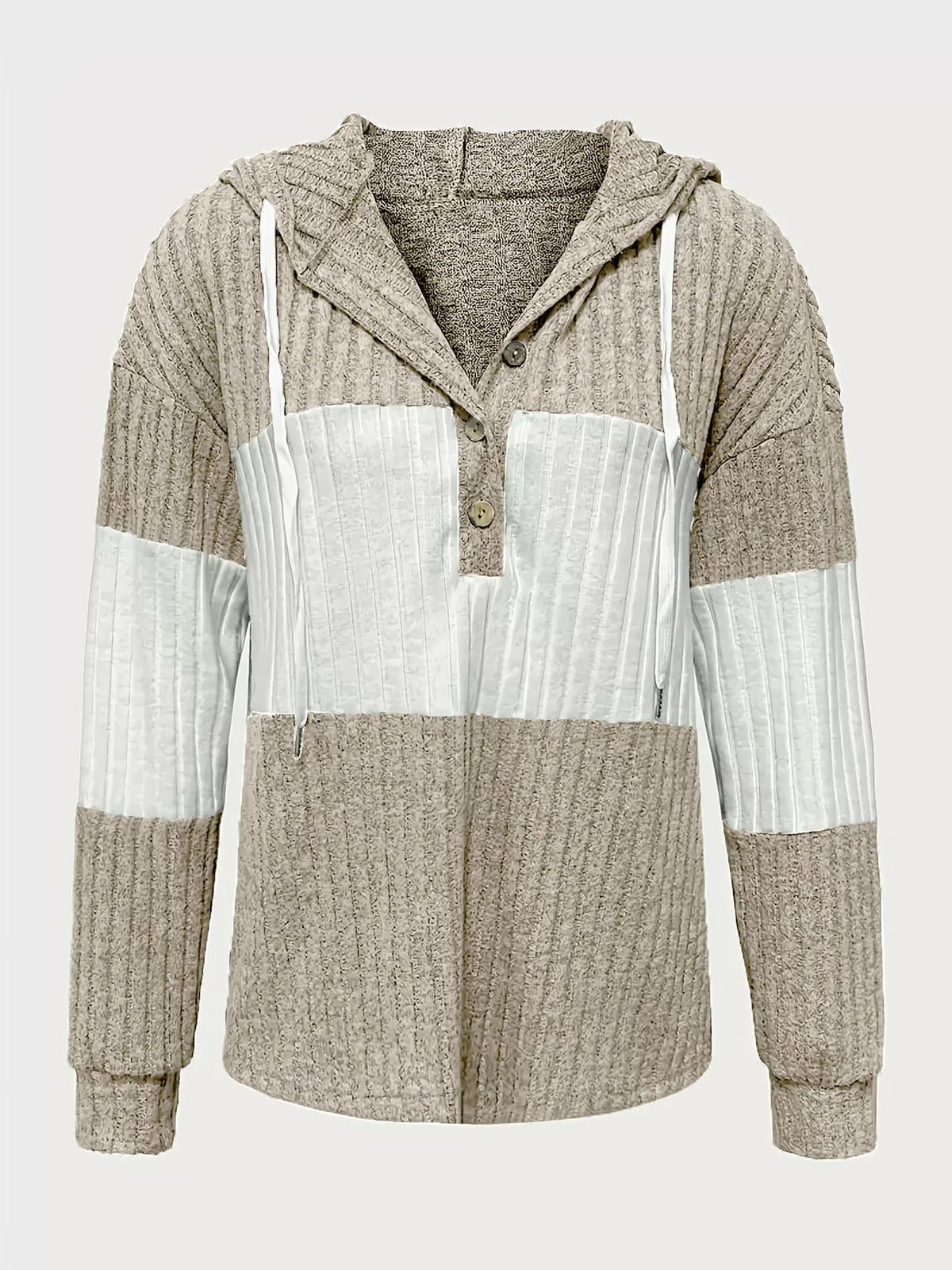 Color Block Drawstring Long Sleeve Hoodie - Lilixa.store
