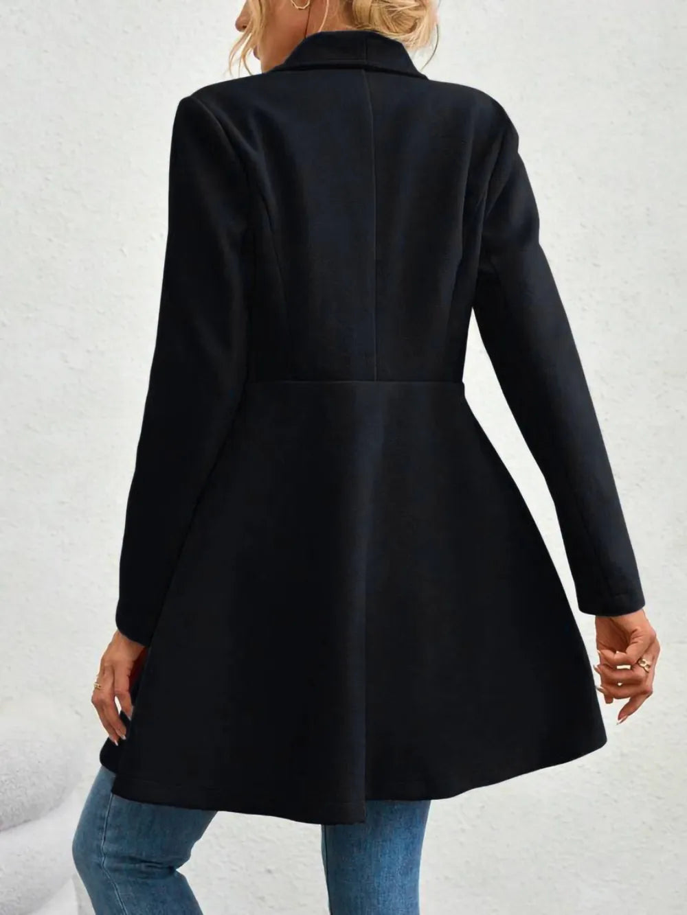 Collared Neck Button Up Long Sleeve Coat, view 7