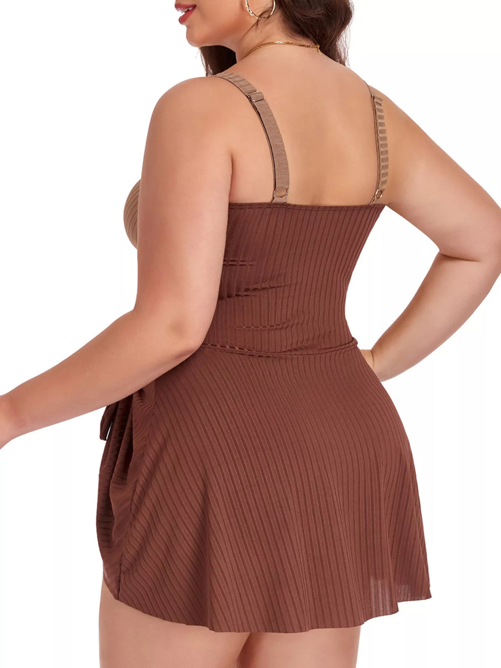 Plus Size Ruched One-Piece Swim Dress - Lilixa.store