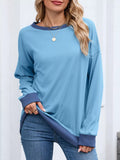 Contrast Trim Long Sleeve Sweatshirt - Lilixa.store