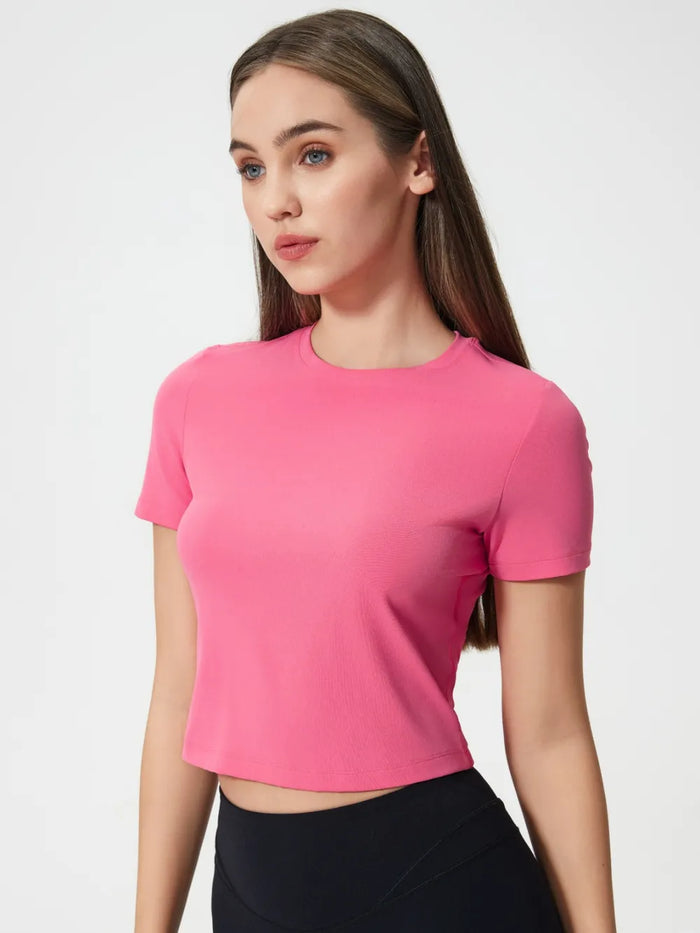 Millennia Round Neck Short Sleeve Active T-Shirt - Lilixa.store