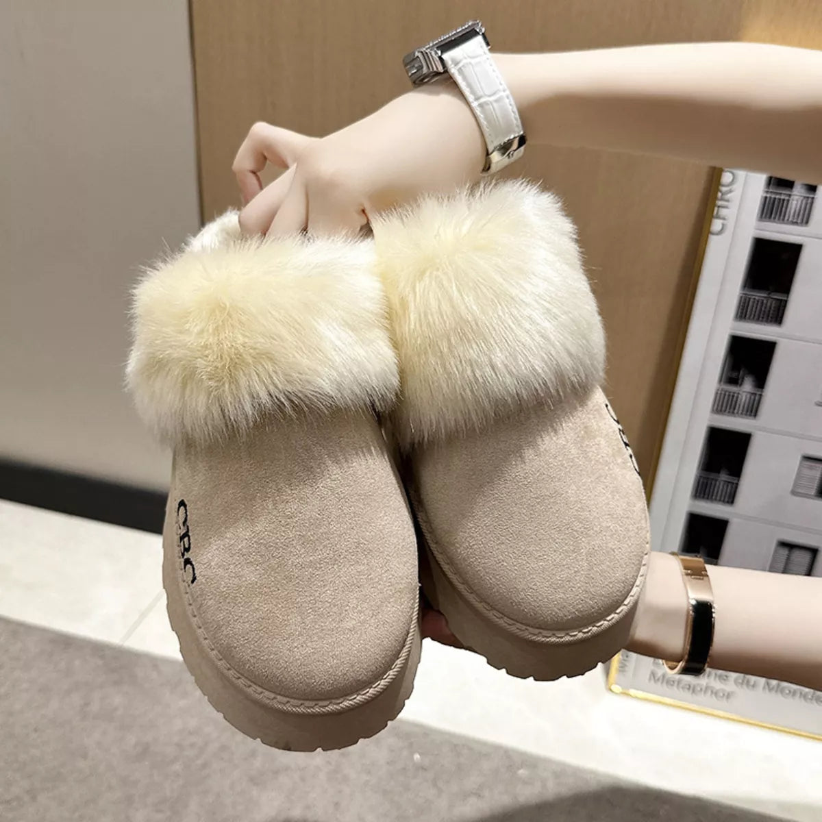 Furry Platform Slippers - Lilixa.store