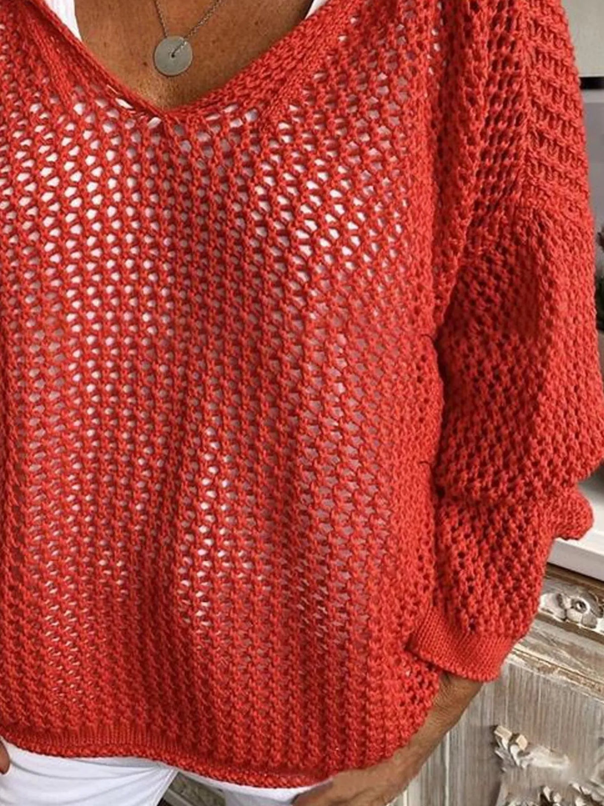 Openwork Long Sleeve Hooded Knit Cover Up - Lilixa.store