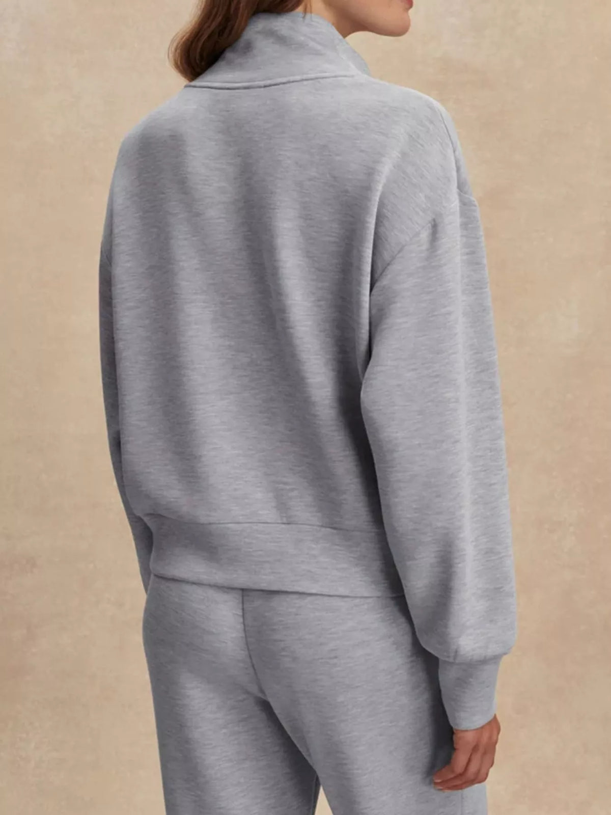 Quarter-Zip Sweatshirt and Wide-Leg Pants Set - Lilixa.store