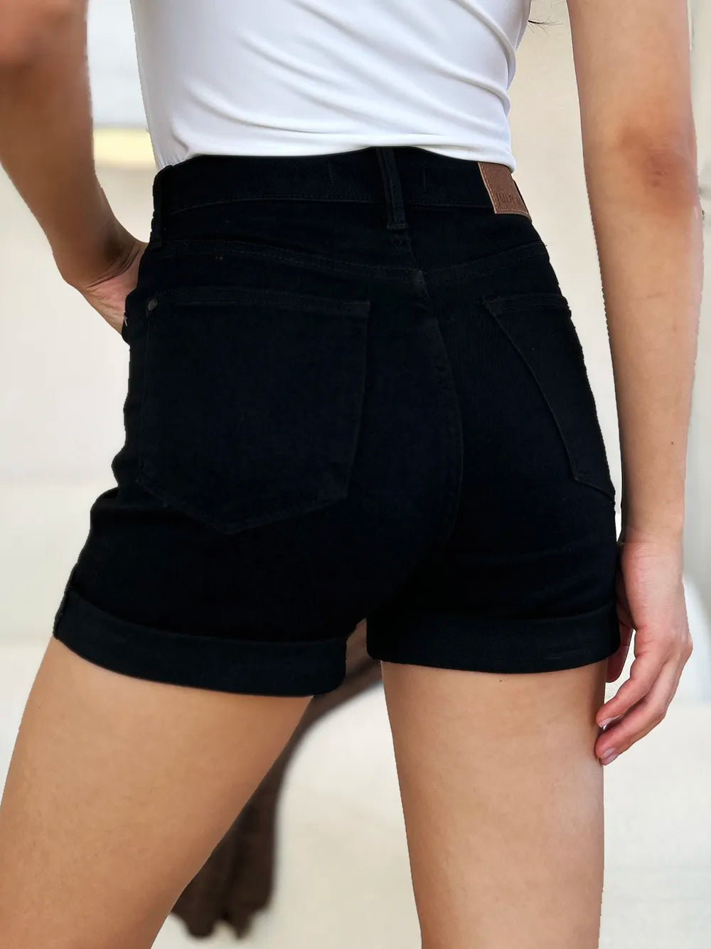 Judy Blue Full Size High Waist Tummy Control Cuffed Denim Shorts - Lilixa.store