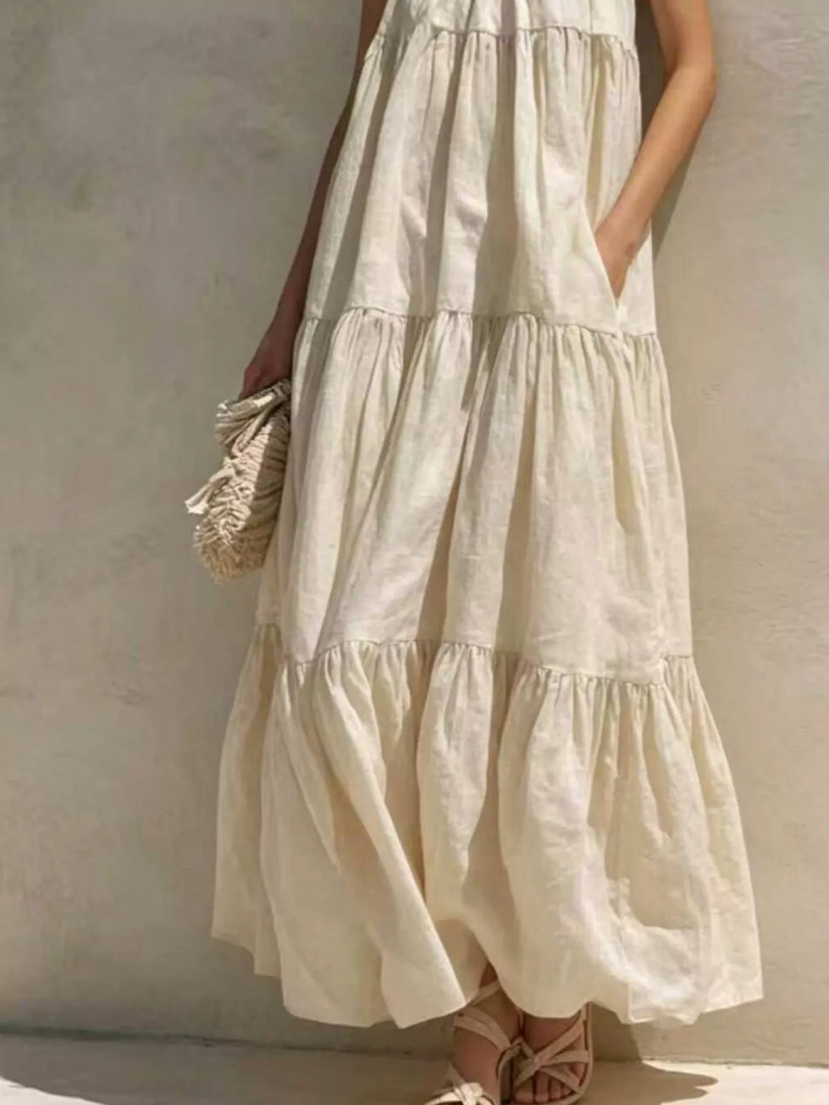 Tiered Scoop Neck Maxi Dress - Lilixa.store