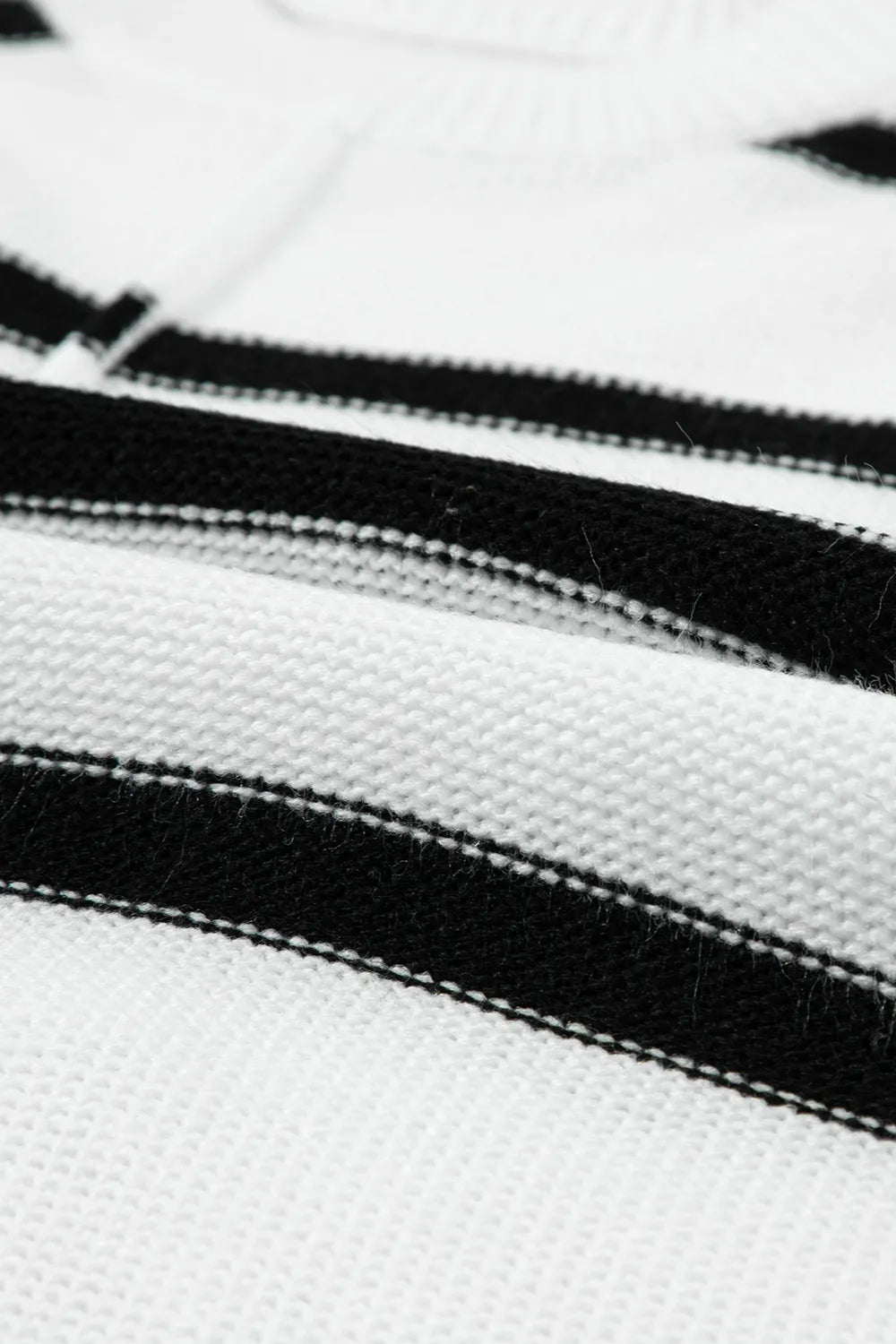 Striped Round Neck Cap Sleeve Sweater in White, view 5