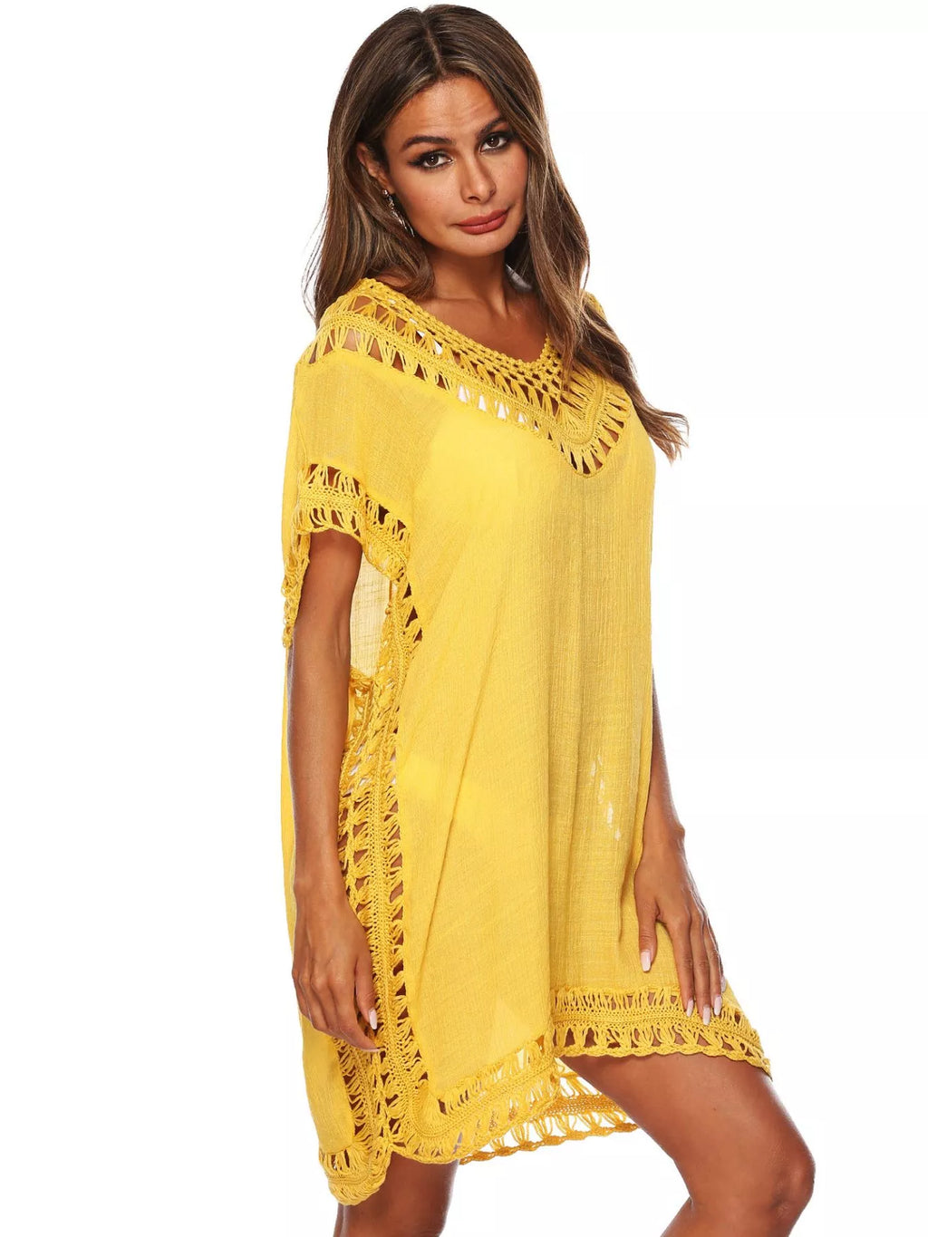 Crochet Trim V-Neck Cover-Up Dress - Lilixa.store