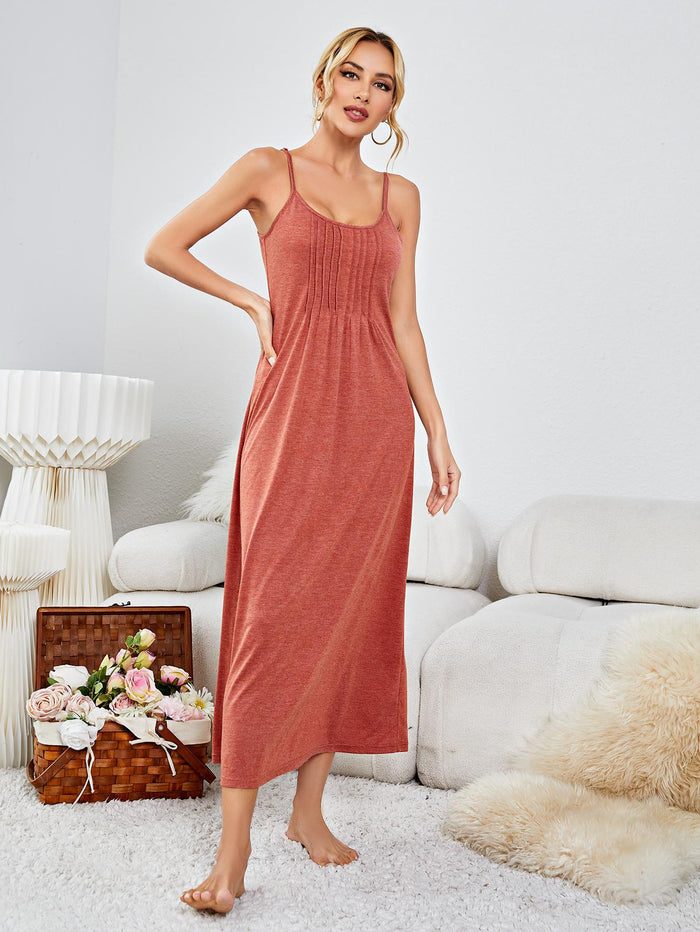 Scoop Neck Spaghetti Strap Night Dress - Lilixa.store