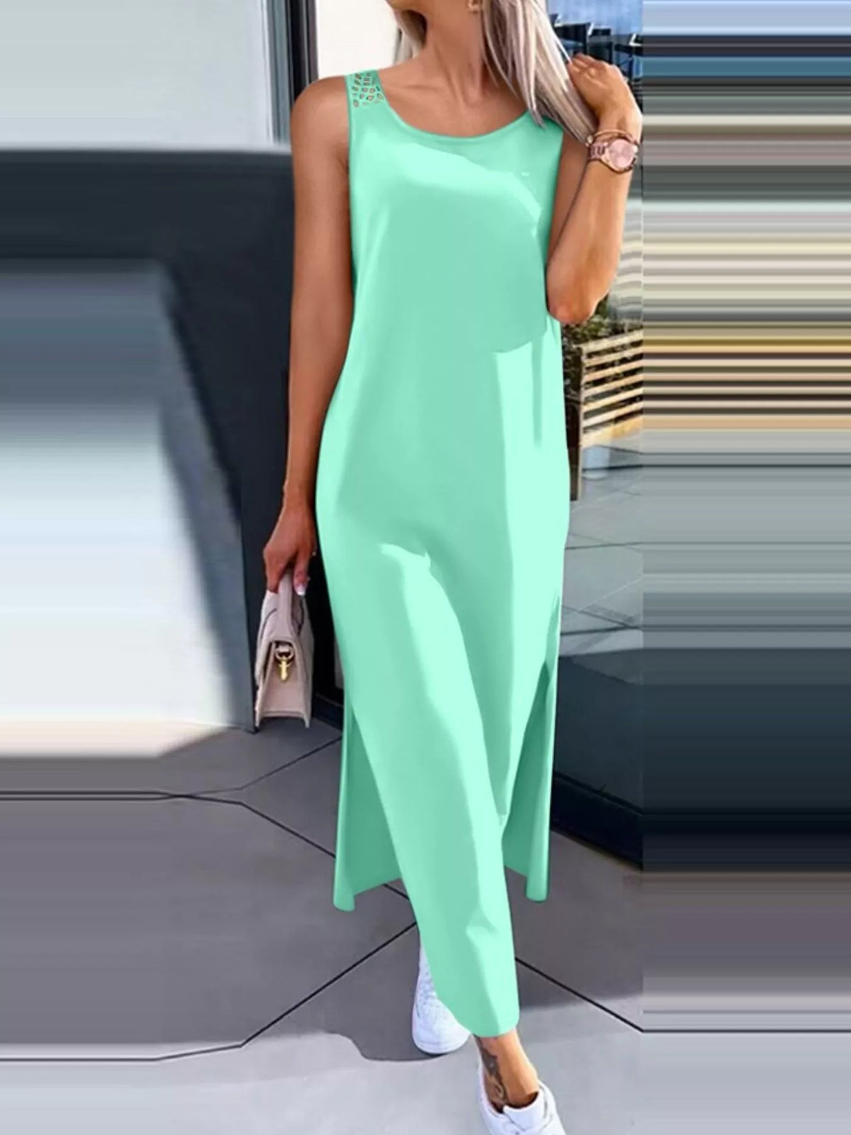 Side Slit Sleeveless Maxi Dress - Lilixa.store
