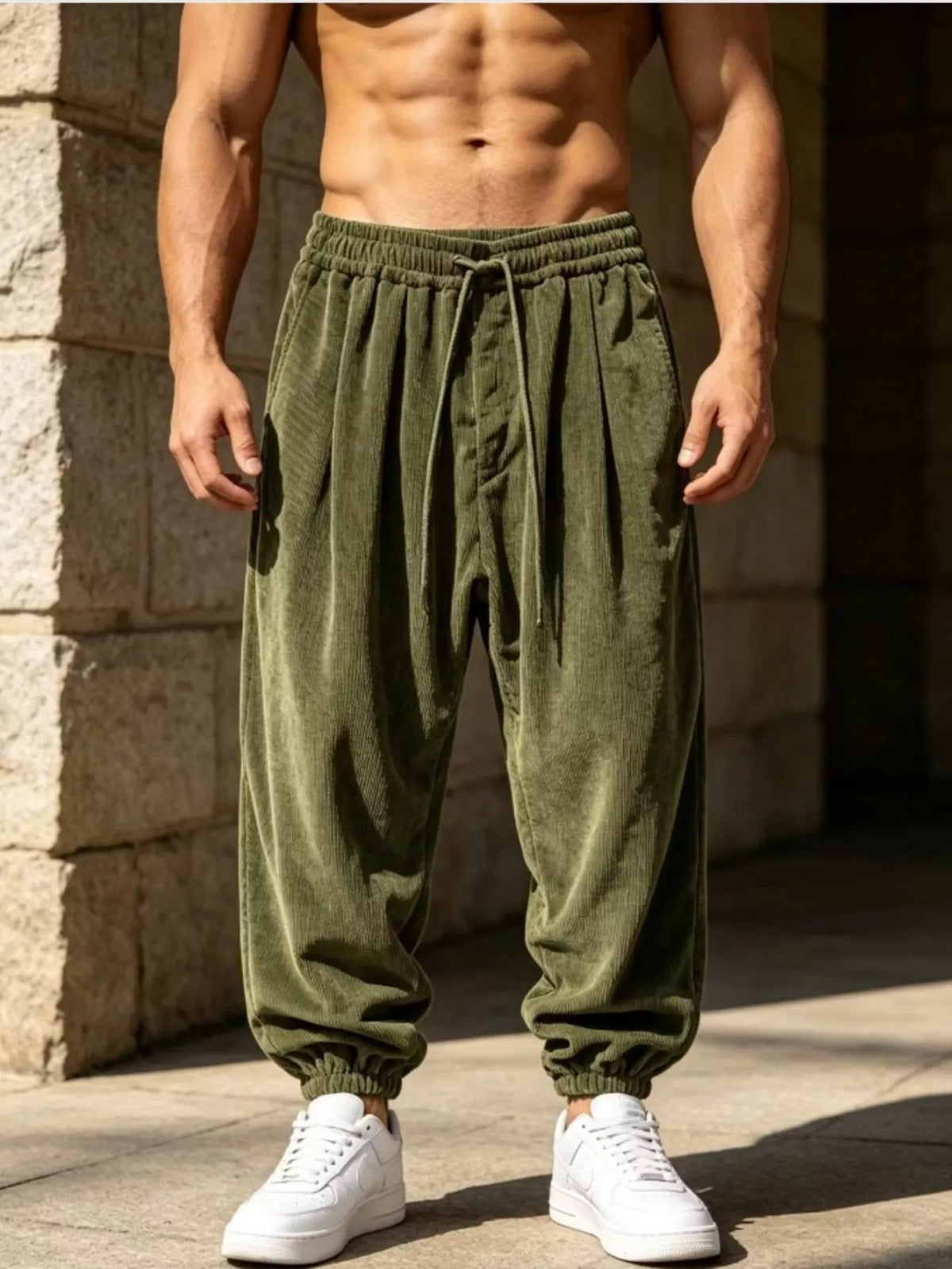 Men's Plus Size Corduroy Loose-Fit Joggers