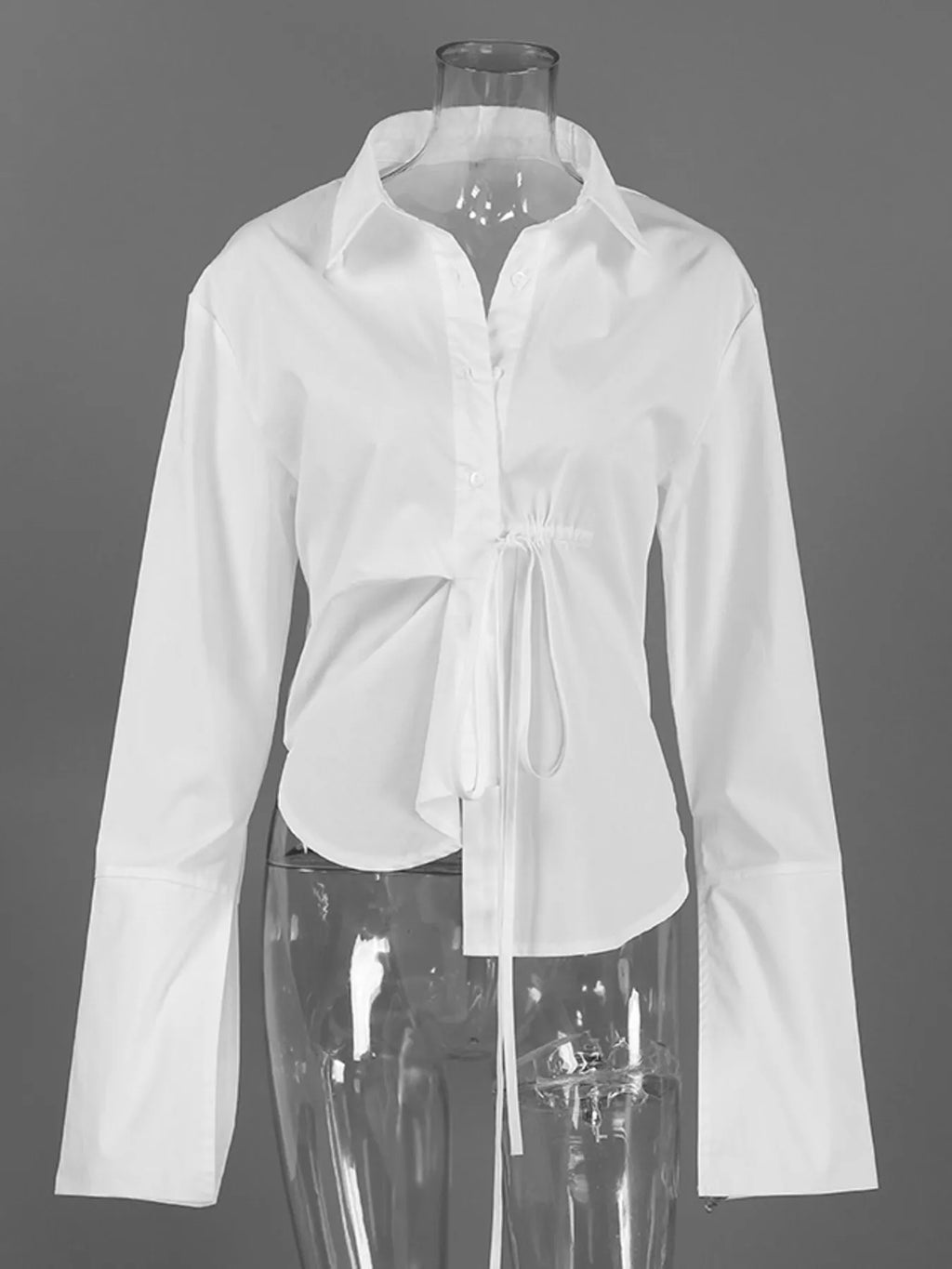 Tie-Waist Detail Wrap-Front Shirt - Lilixa.store
