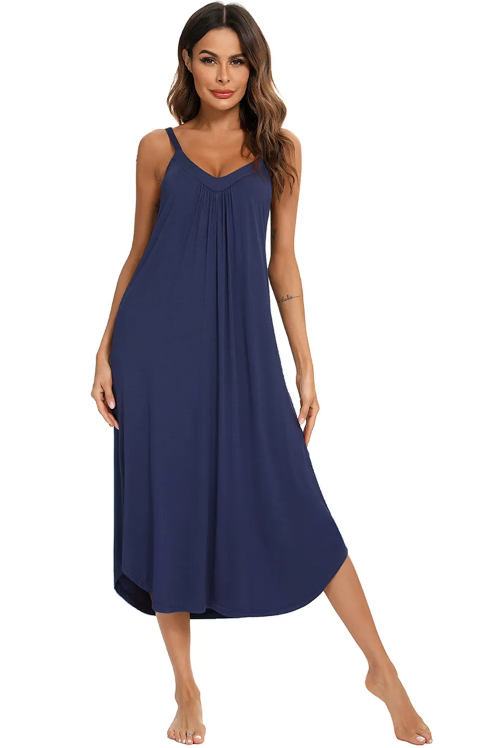 V-Neck Midi Lounge Dress - Lilixa.store