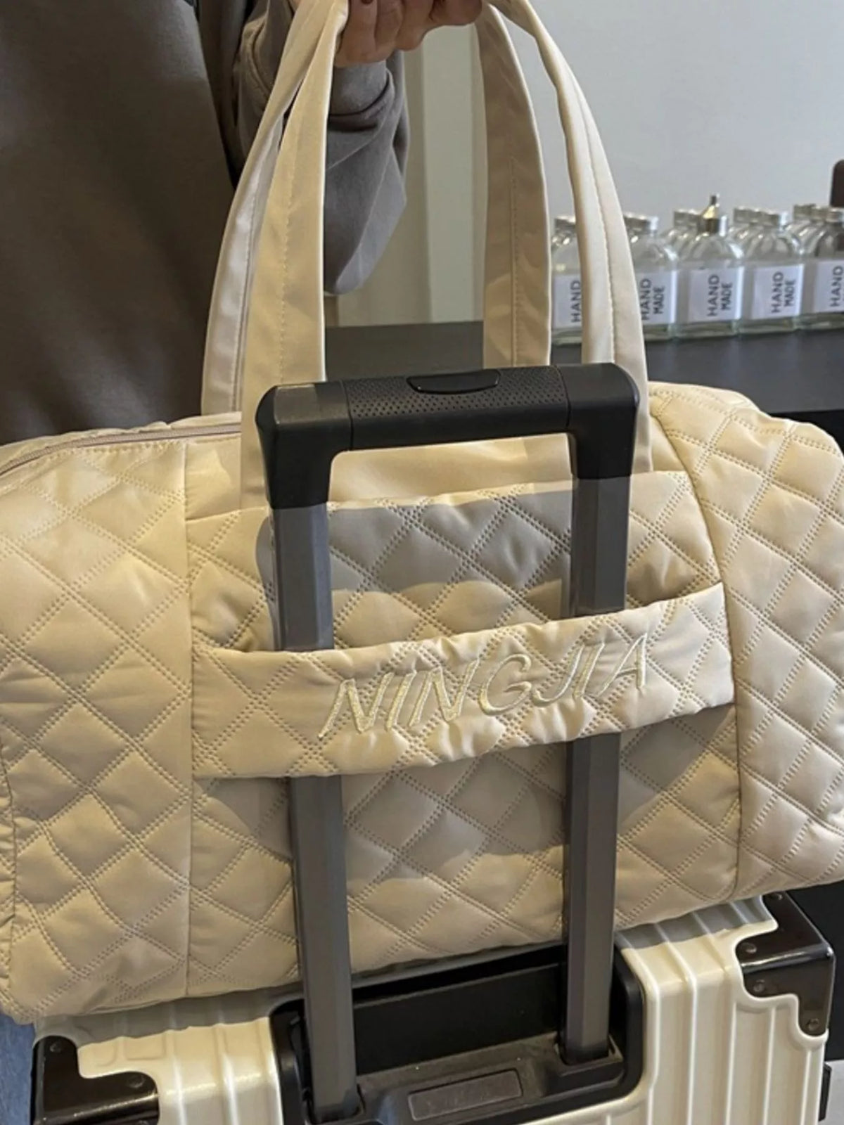 Quilted Duffel Bag with Adjustable Strap - Lilixa.store