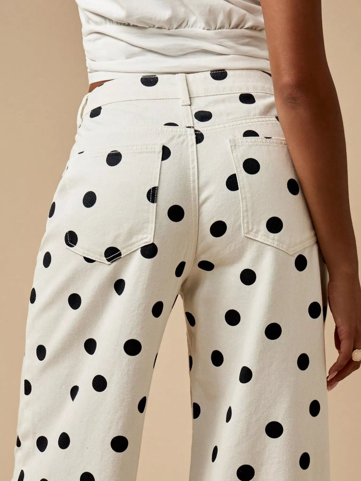 Polka Dot Wide-Leg Jeans - Lilixa.store