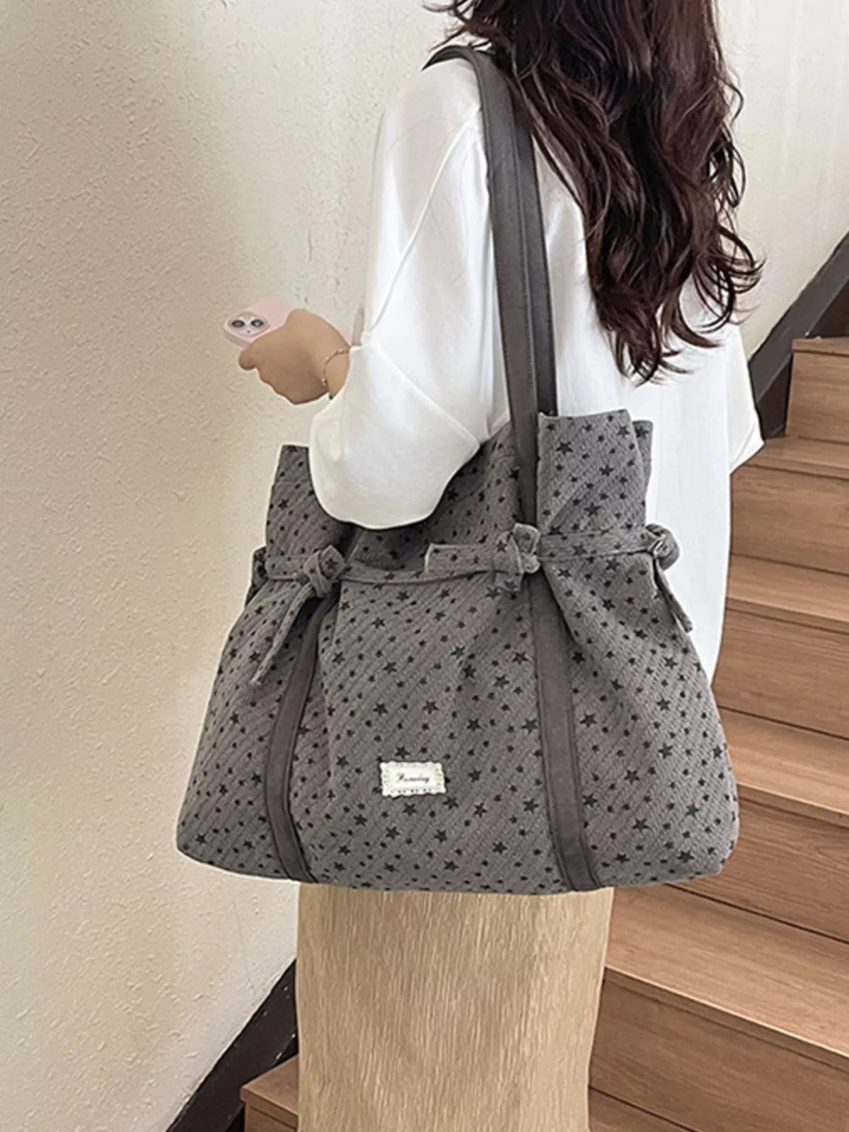 Star-Patterned Casual Shoulder Bag