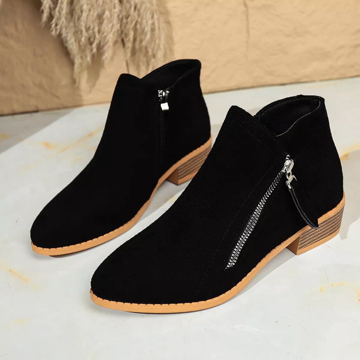 Point Toe Block Heels Boots - Lilixa.store