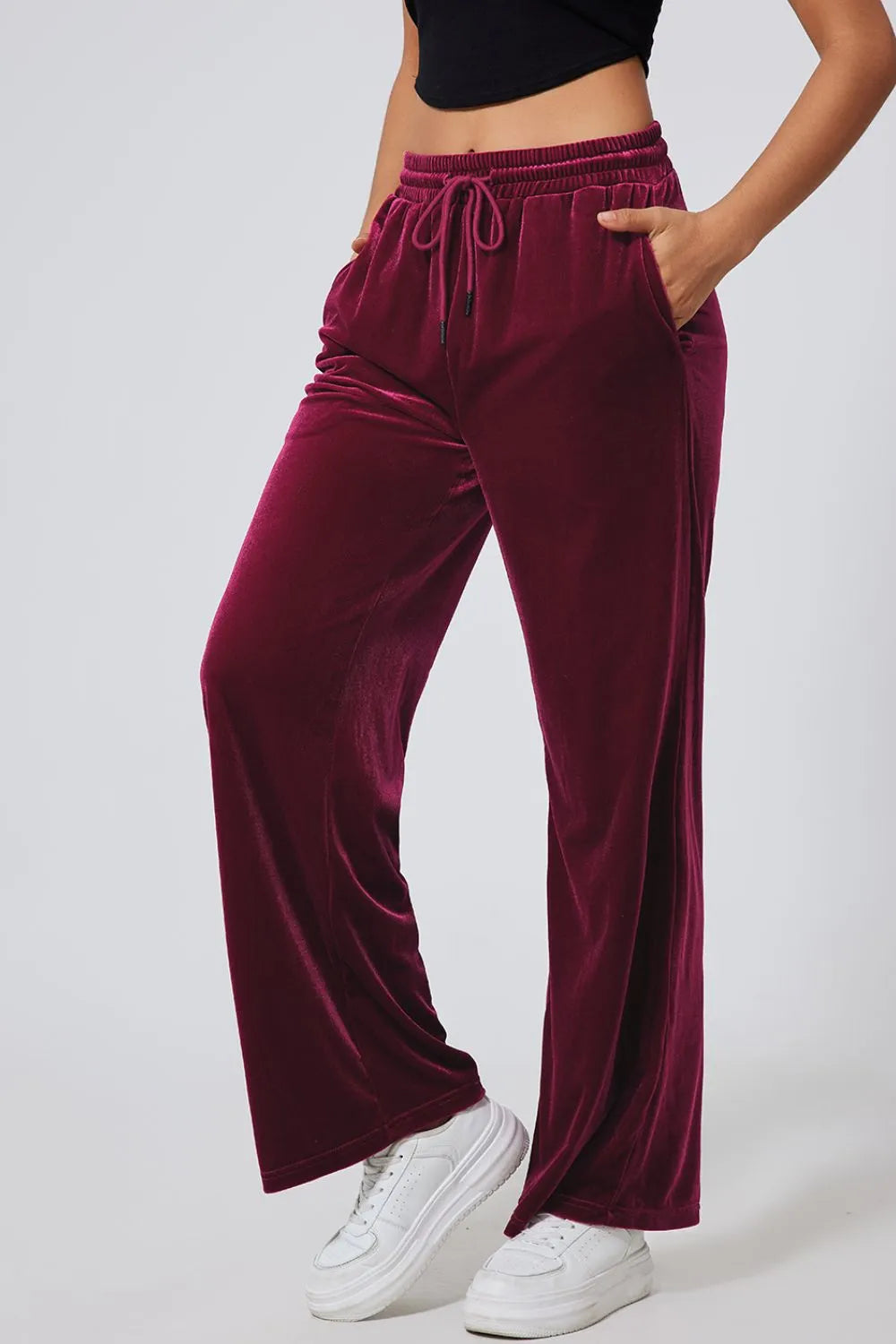 Drawstring Waist Wide Leg Active Pants - Lilixa.store