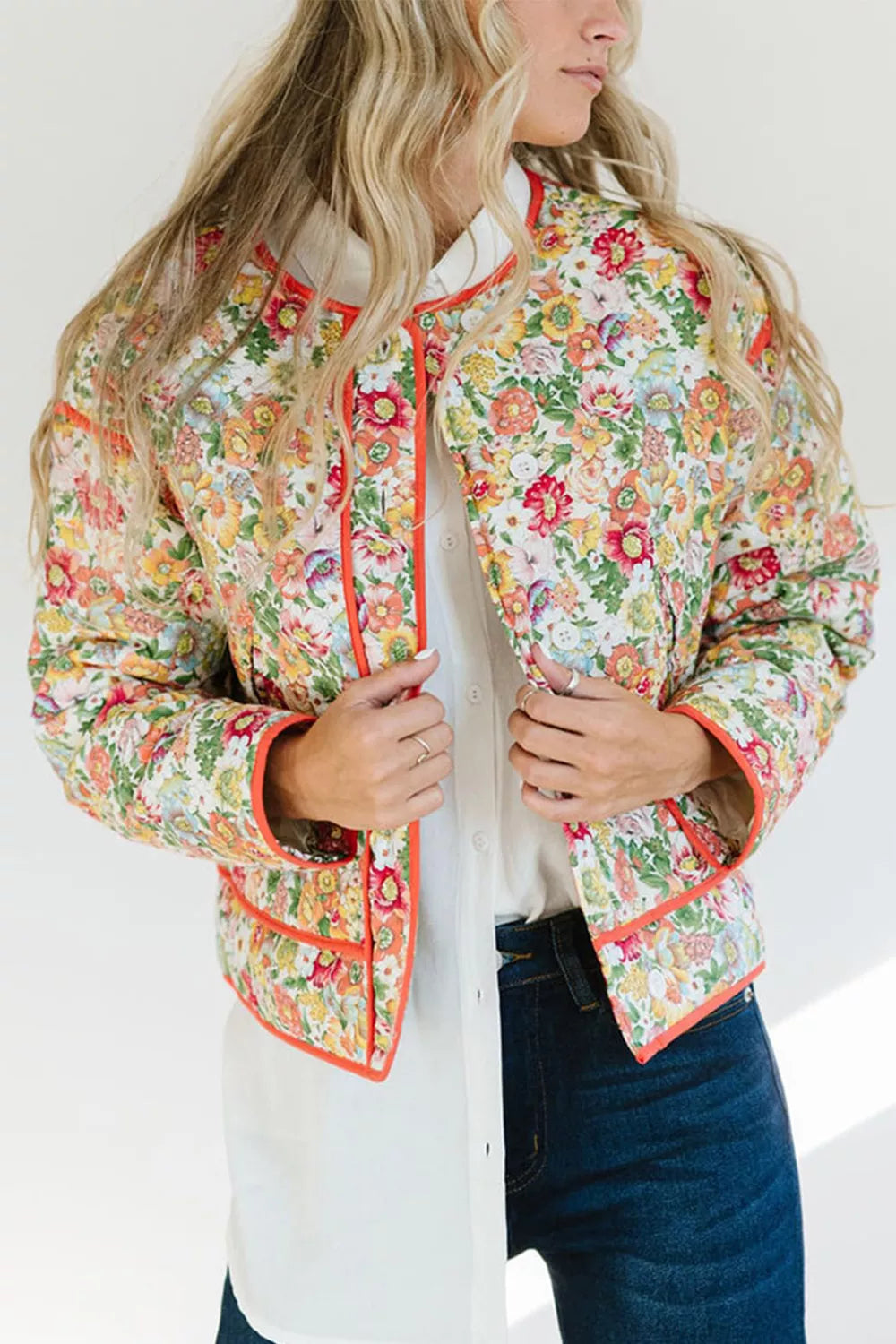 Floral Button Up Long Sleeve Winter Coat - Lilixa.store